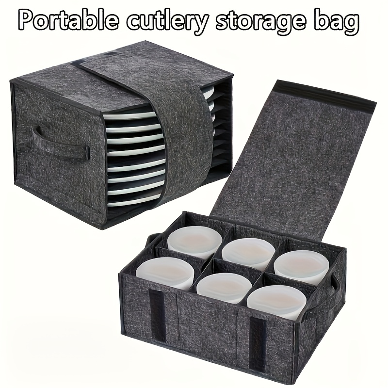 a foldable felt storage bag for plates and cups, designed for organizing dishes, cups, and utensils. this portable accessory is   camping, rvs, and home kitchens, suitable for  . 0