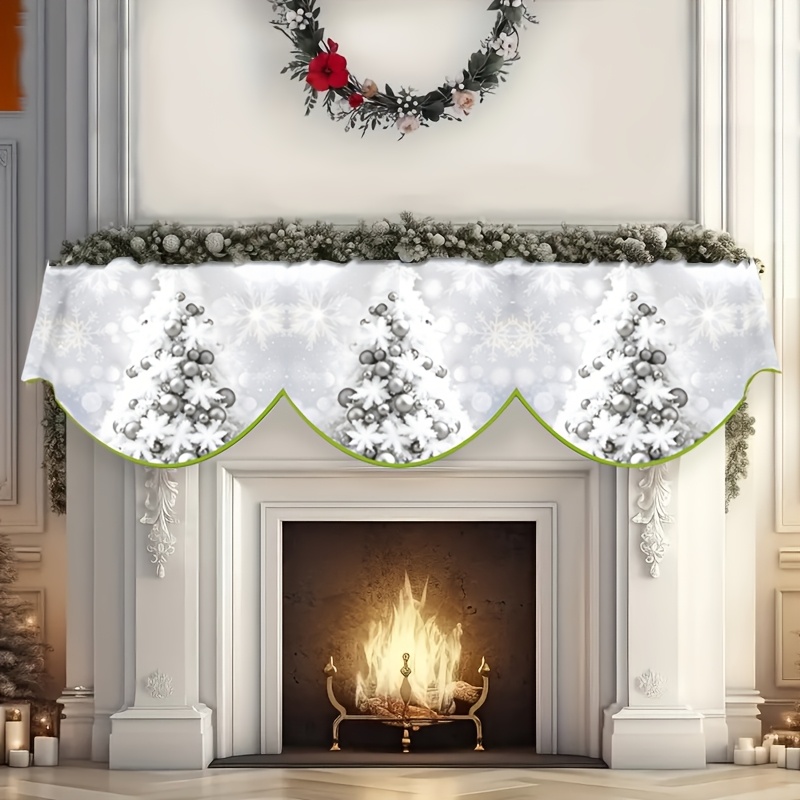 

1pc Christmas Fireplace - Polyester Rectangular Table And Christmas Tree For Decor, " X 78.7