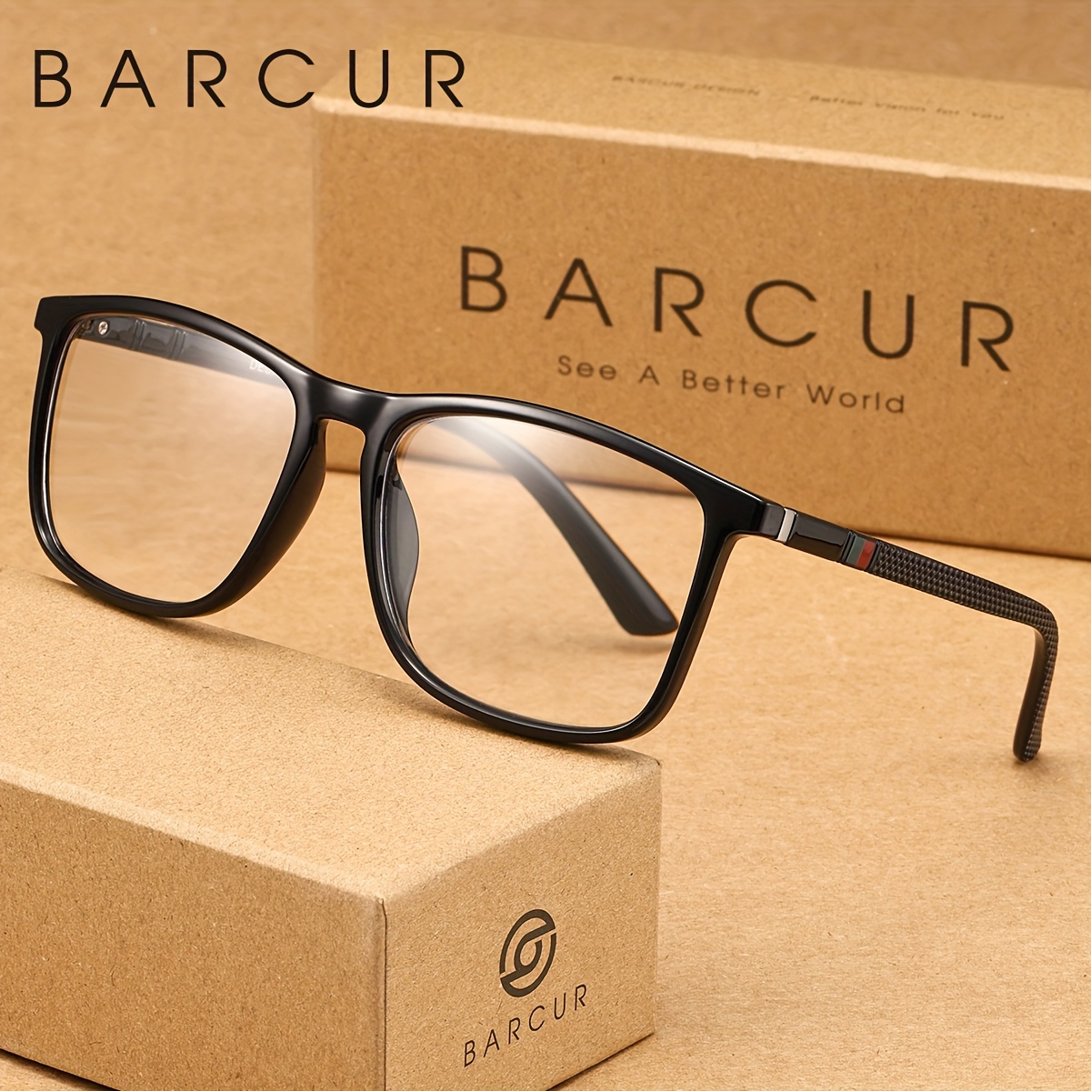 BARCUR Vintage Contemporary Style, Stylish Square Eyeglasses for Men, PC Frame to Improve Visual Clarity, Ideal for Reading, Studying, And Office Use, Perfect for Gifting - Image 5