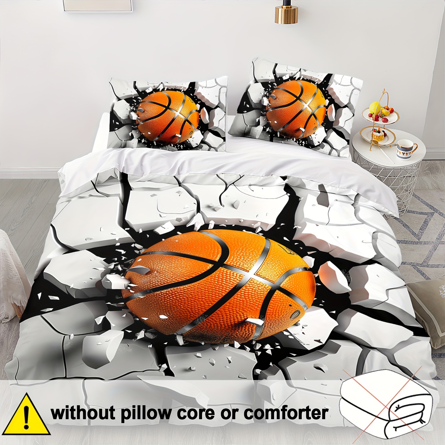 TEMU 2/3pcs Duvet Cover Set, Boys Basketball Sports Duvet Cover, Basketball Bedding Sets For Boys, Bed Set For Boys Basketball, Basketball Bedding