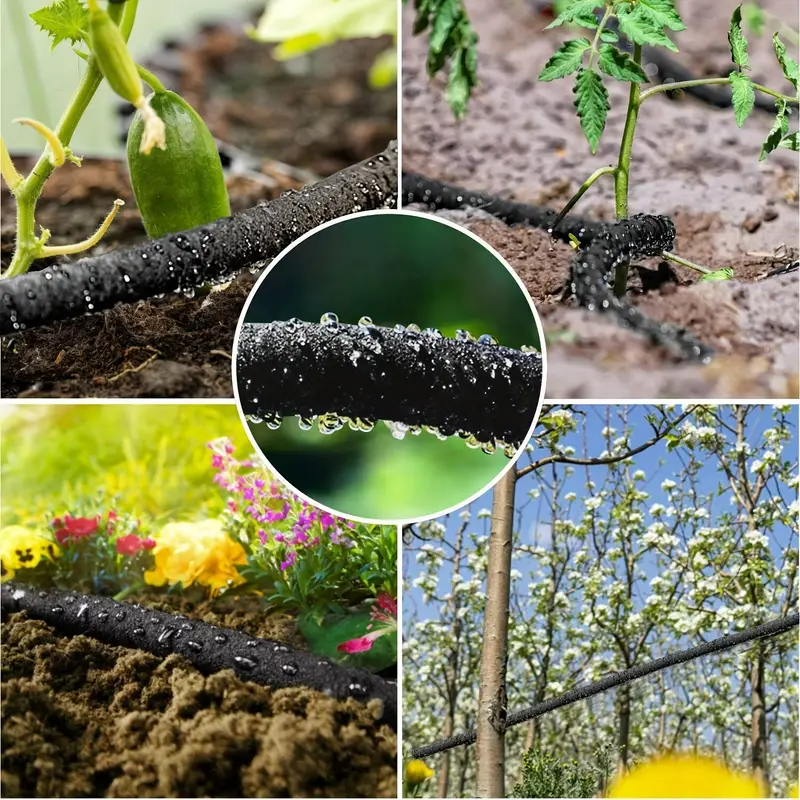 2pcs heavy duty rubber soaker hoses 50ft 1 2 garden hose for lawn yard irrigation water saving drip system standard threads black lawn irrigation flexible garden hose durable rubber hose garden hose Product details 5
