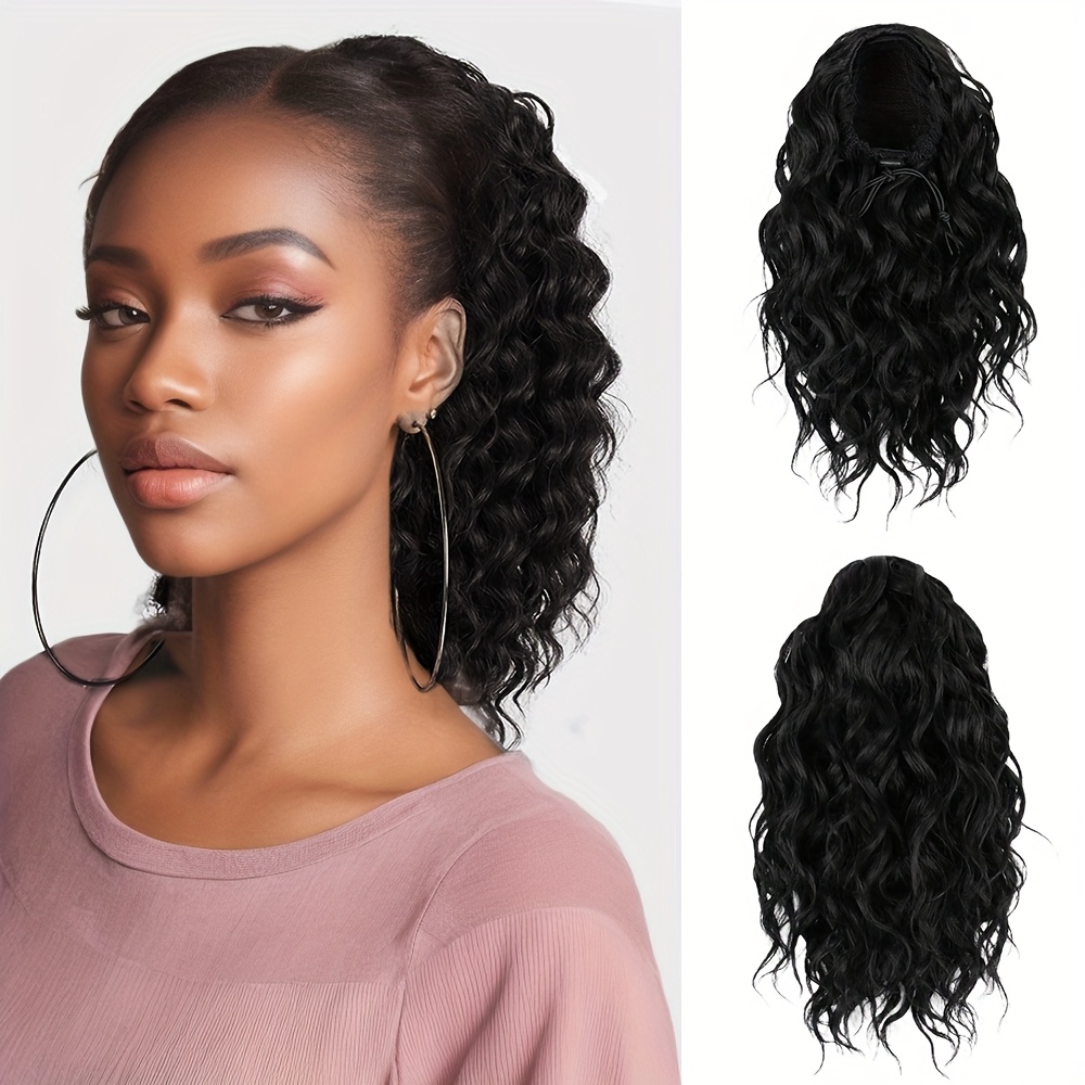 TEMU Extensión de coleta de 10 pulgadas con cordón, coleta profunda para mujer, extensión de cabello para uso diario