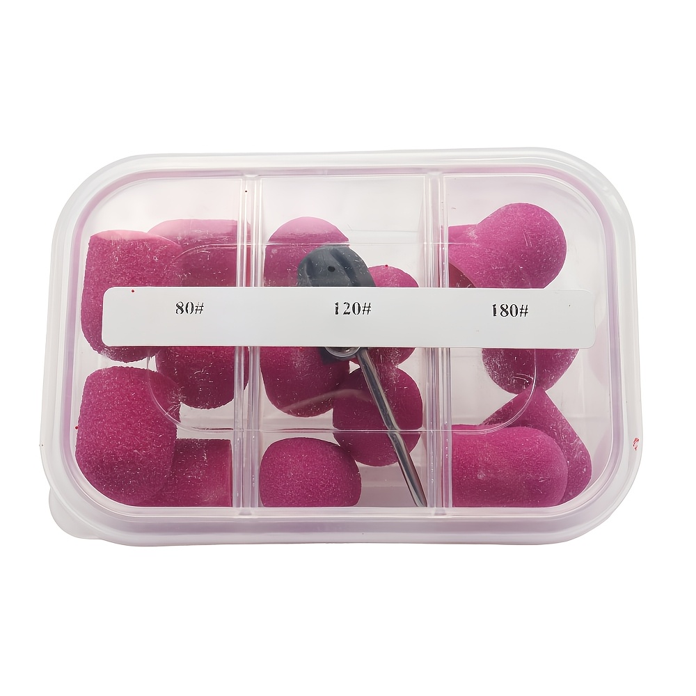 TEMU 15pcs 13mm Hot Pink Nail Sanding Caps With - 80/120/180 Grit Pedicure Drill Bits, Remover Sanding Bands For Manicure And Foot Care