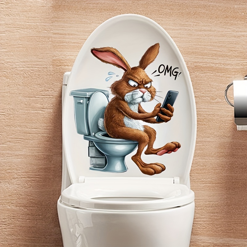 

Playing Phone Wall Decal - Self-adhesive Bathroom Sticker For Toilet Seat & , Quirky Home Decor