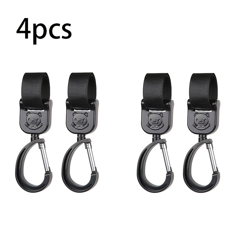 4pcs 360 Degree Rotatable Hooks - Stroller Hooks For Diaper Bags, Purses & Gear