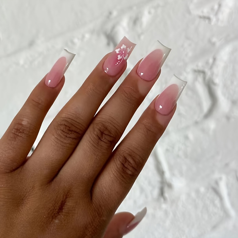 E-shop 24 Stück Einfarbige Pfirsichblüten Abziehbare Nagelsticker, Einfache Aufklebenägel
