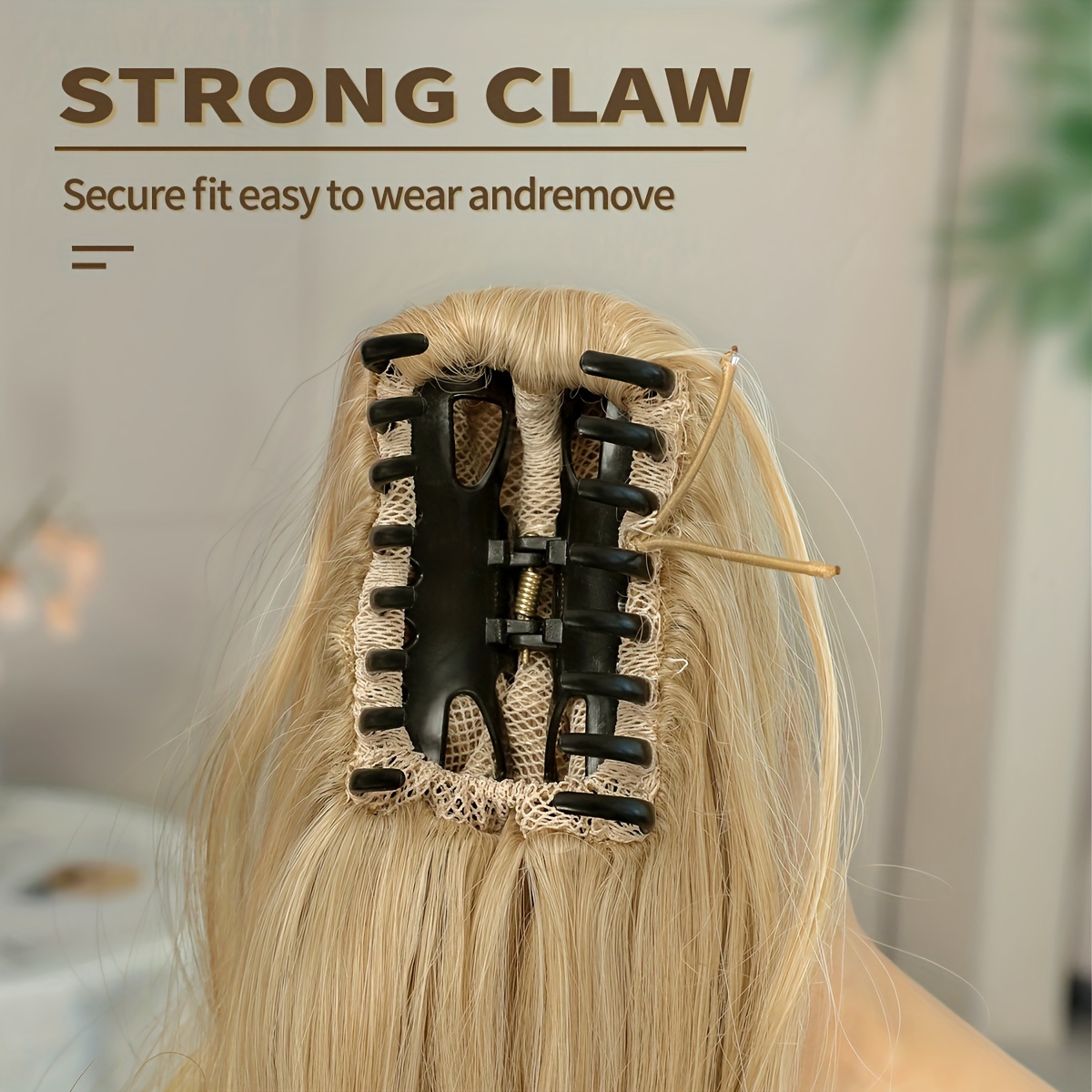 claw ponytail extension 24 inch water wave wavy curly clip in hair extensions soft looking synthetic hairpiece for women details 2
