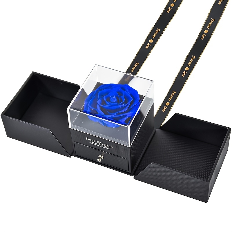 handmade bohemian style acrylic jewelry gift box with   red rose double door storage for necklaces rings drawer organizer black fabric lined interior ribbon bow valentines day anniversary mothers day gift for women moms   jewelry box keepsake organizer elegant   decorative   jewelry boxes Product details 7