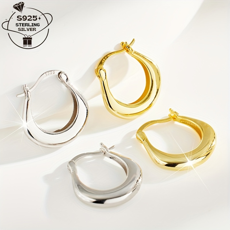 

1 Pair Of 925 Silver Water Round Temperament Earrings For Women, Suitable For , Parties, And Vacations. Decorate Face Shape. Multiple Colors From, Suitable For Matching All Clothing.