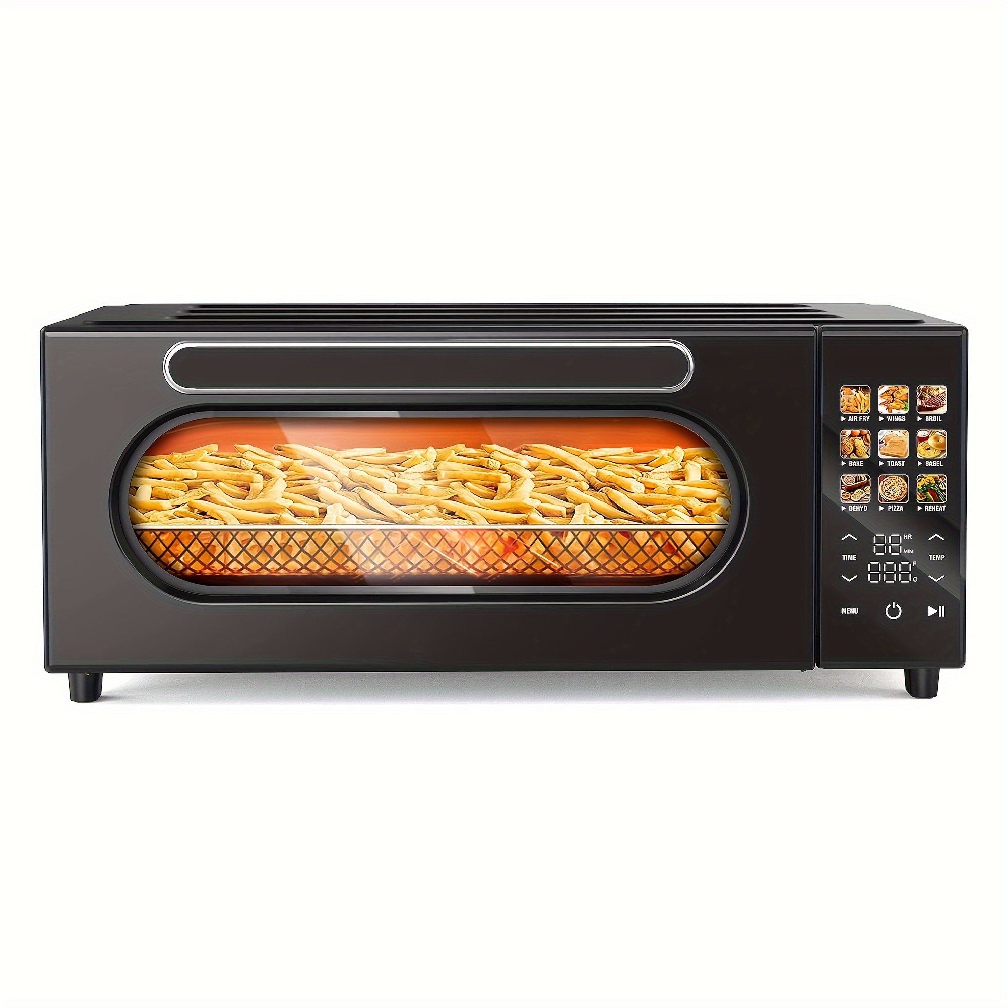 

10-in-1 Air Convection Toaster Oven, 15l Convection Toaster Oven Cooker With Color Lcd Display And Touch Screen, Toaster, Air Fryer, Dehydrate, 4 Included, 1800w