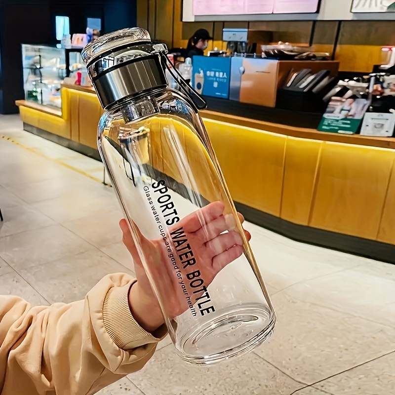 E-shop 1 Stück 1,2L/1,5L/2L mit Beutel tragbare Sport-Wasserflasche Outdoor-Reise-Trinkgefäß aus Glas mit Infuser und Auslaufsicherung