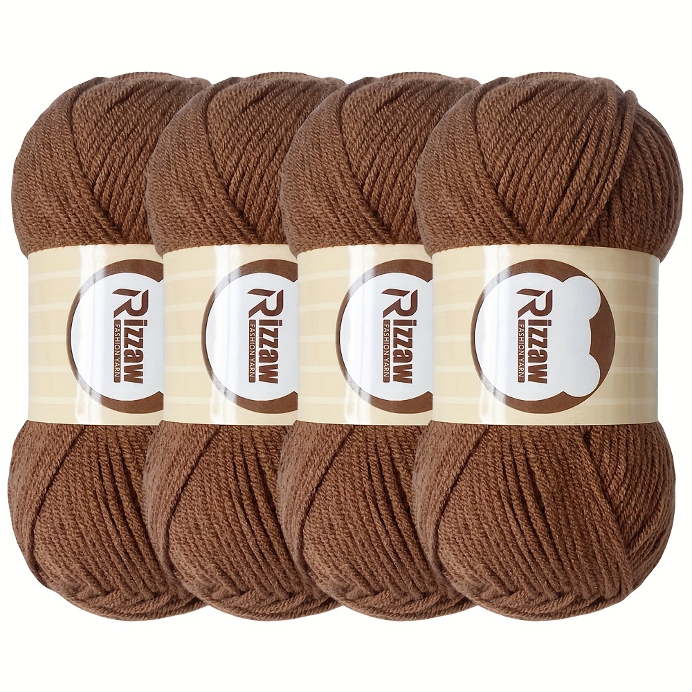 TEMU 4pcs Solid Color Crochet Yarn Set - 4-strand Yarn, Suitable For Beginner Crochet Projects, Used For Knitting Handbags, Crafts, Decorations,