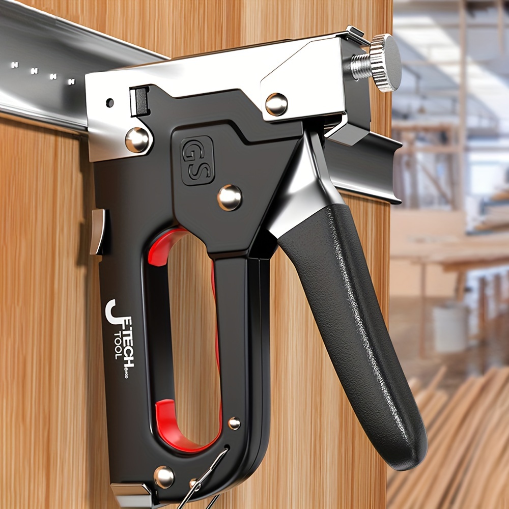 1 unidad Pistola de clavos manual de 4 en 1, para clavos T/U/I/Pin, fuerza ajustable, multipropósito, herramienta para DIY, decoración de hogar, furniture, woodworking, metal, peso 543g