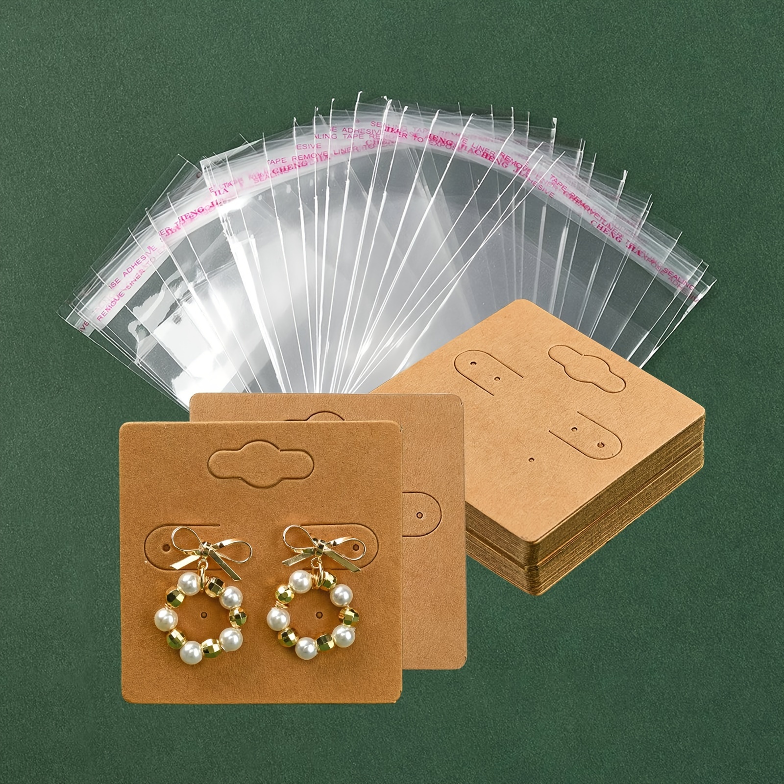 

30- Kraft Earring Display 30 Clear Opp Set For Jewelry Packaging And ,jewelry Making Display & Packaging ,beading&jewelry Making