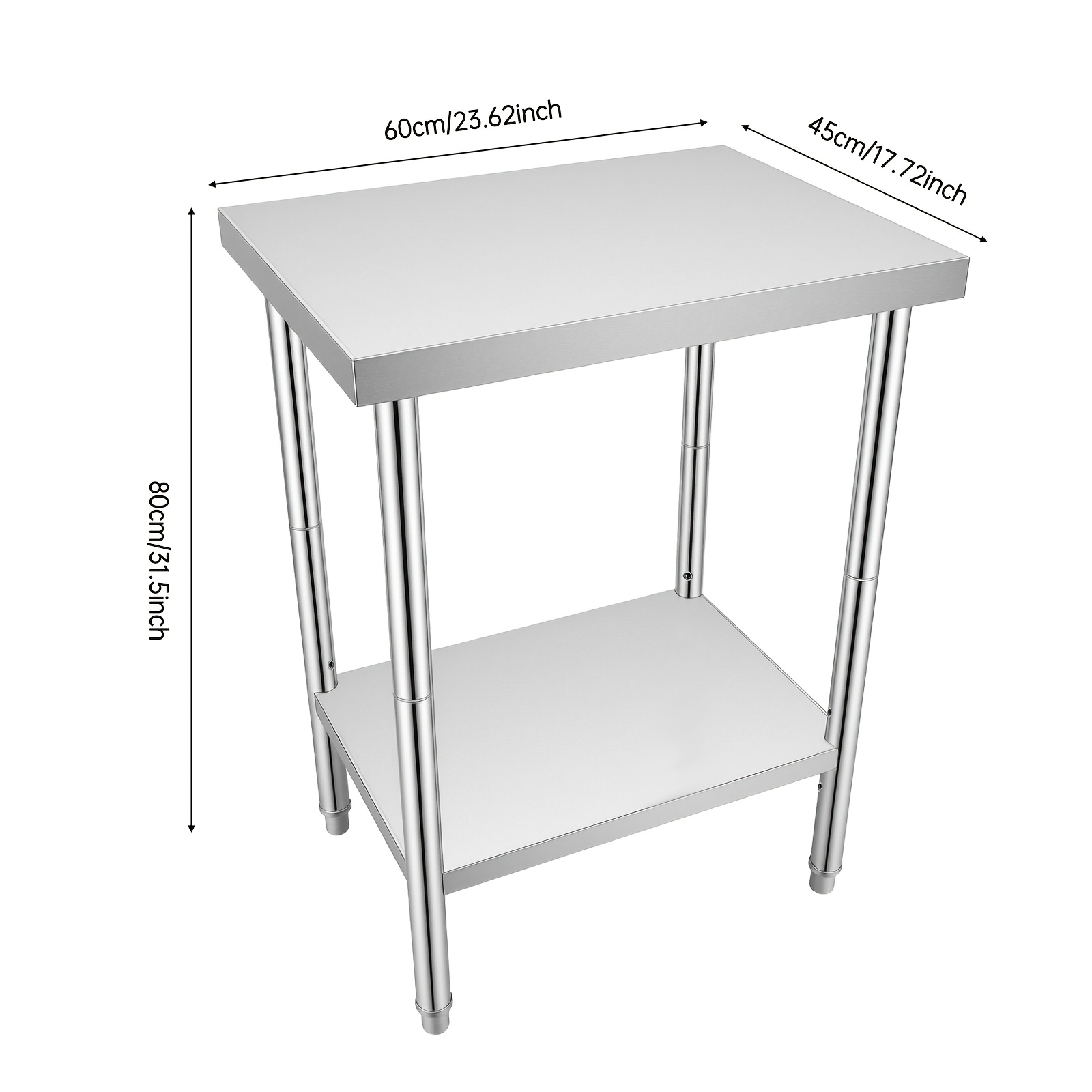 Insyoforeverec, 1pc Measuring 60*45*80cm Or 24*18*31 Inches, 201 Stainless Table, Of Supporting Up To 400kg Or 881lbs