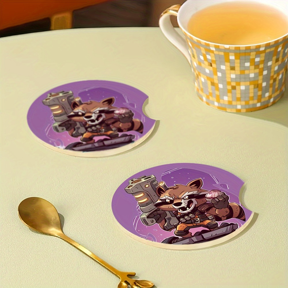 Rocket Raccoon Design 2d Acrylic Coasters Round Drink - Temu