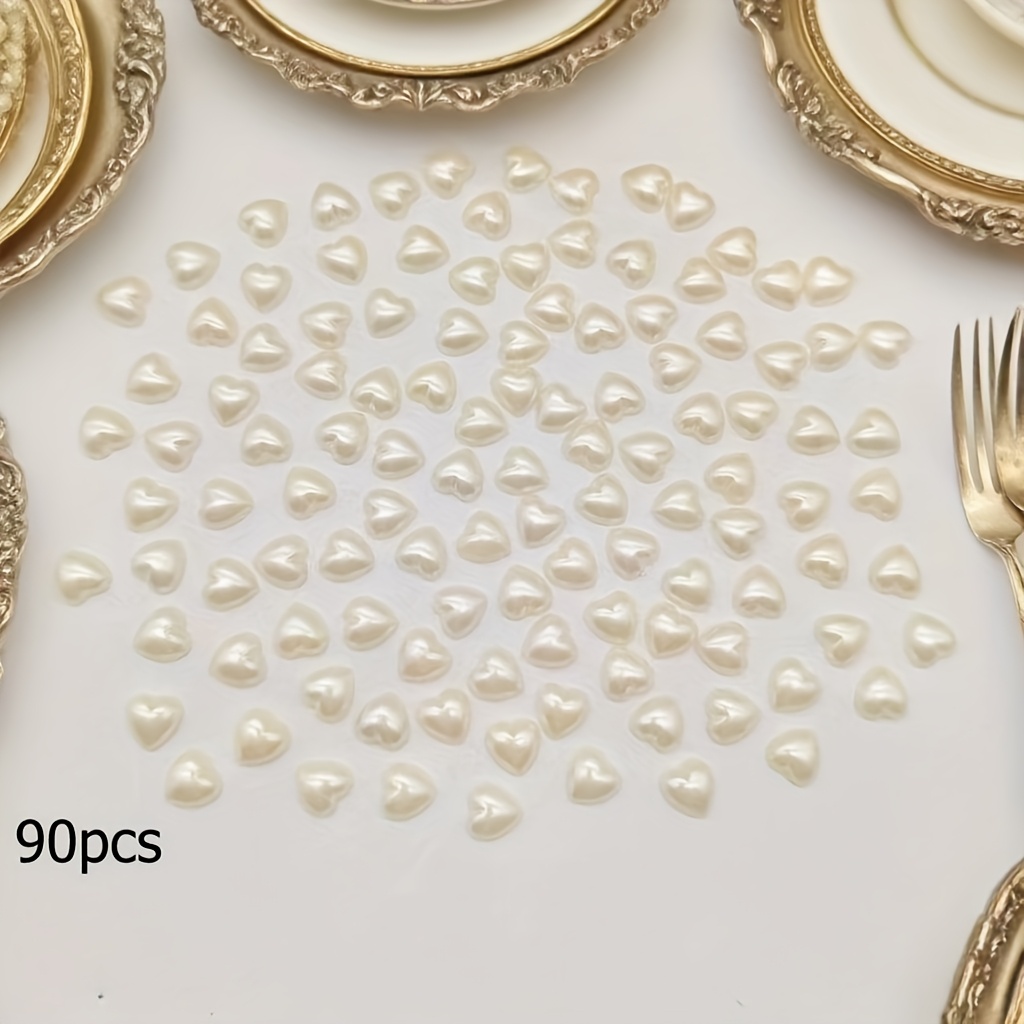 TEMU 90pcs Perline a Cuore Piatte - Decorazioni Eleganti per Matrimoni, Feste e Tavoli - 0.39 Pollici per Centrotavola, Biglietti da , Progetti DIY -