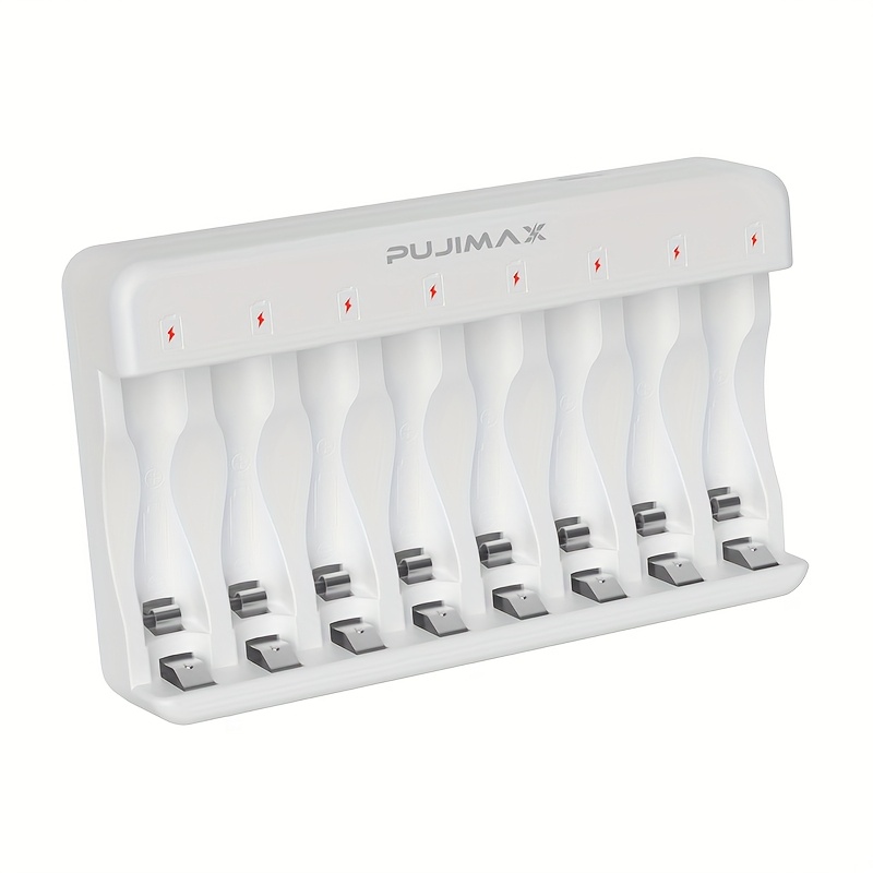 TEMU Chargeur de batterie nickel-hydrure 1.2V à 8 emplacements avec écran LED pour le de charge, un chargeur pour batteries rechargeables (piles non