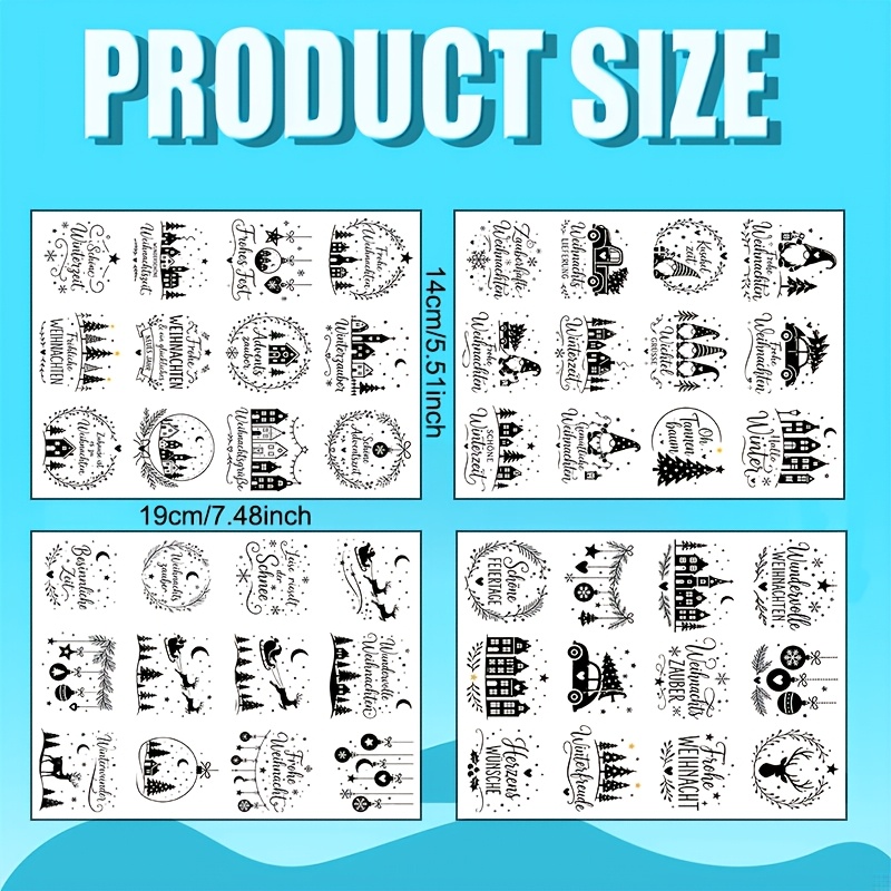 TEMU 4pcs German Christmas Transfer Suitable For Mugs, Phone Cases & - Vinyl With German Phrases, Suitable For Diy Crafts, Glass Cups, Water Bottles,