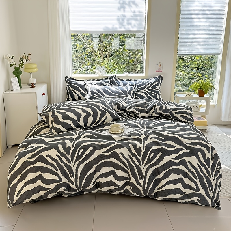 TEMU 3pcs Fashionable Zebra Print Duvet Cover Set, Includes 1 Duvet Cover   2 Pillowcases (pillow Inserts And Comforter Not Included). Soft,