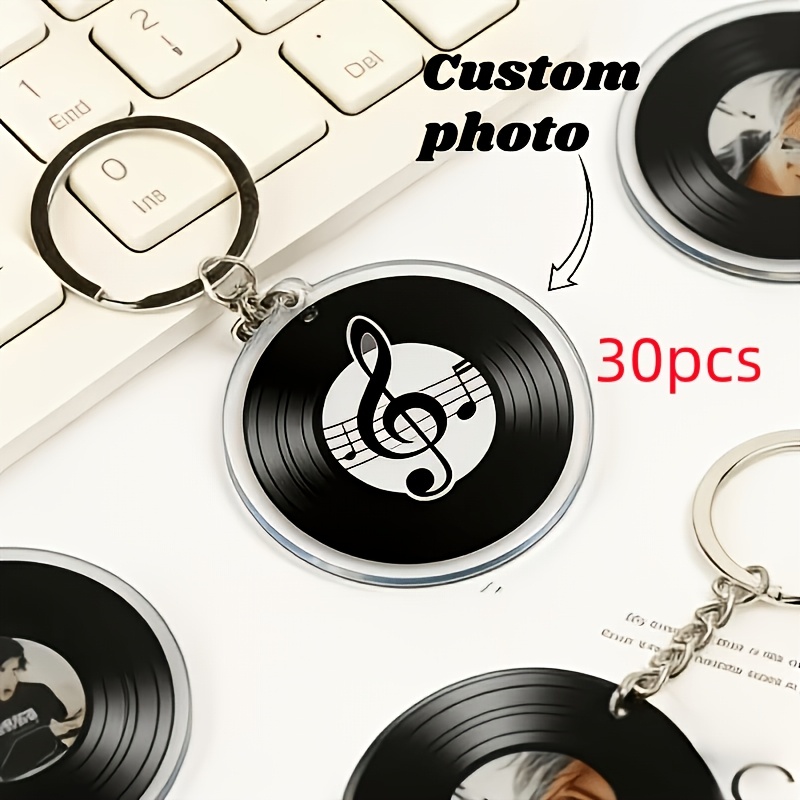 TEMU Portachiavi a forma di disco in 2D [Personalizzato], portachiavi personalizzato in acrilico per album, mini foto retr簷 personalizzabile, regalo