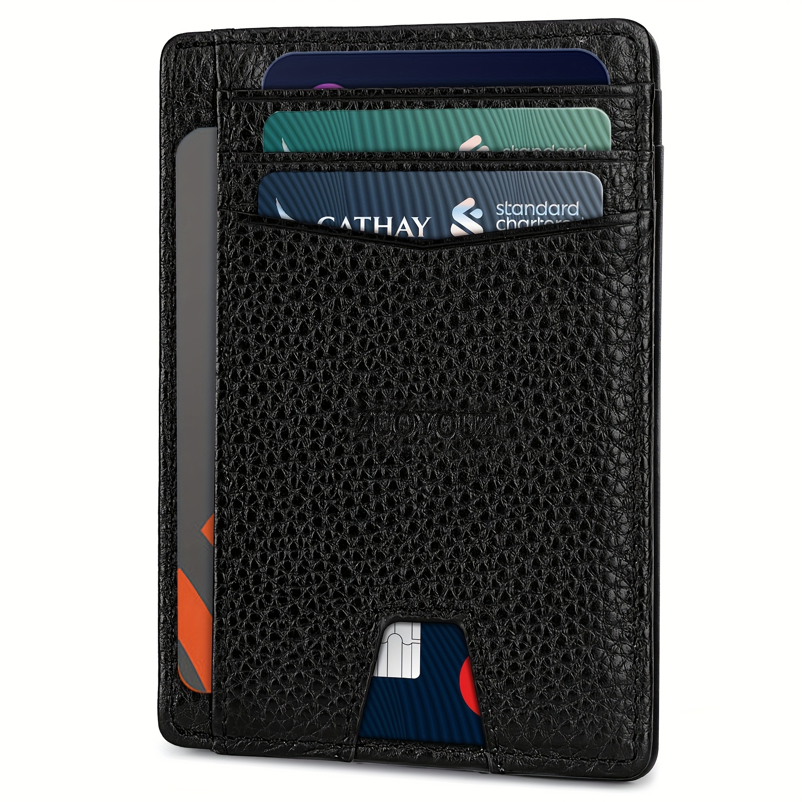 

Ayca Top-grain Leather Slim Wallet With Rfid Blocking And Quick Finger Hole - Card Holder For Men, Ideal For And Gifting