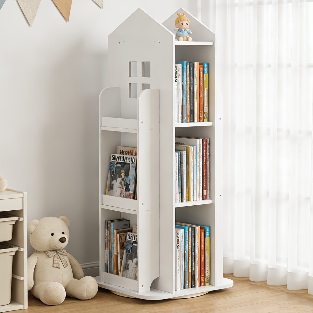 TEMU File Rack, 3 Tier Rotating Bookcase, Bookshelf Floor Standing 360° Rotating Bookshelf, Revolving Book Storage For Bedroom, Living Room, Study