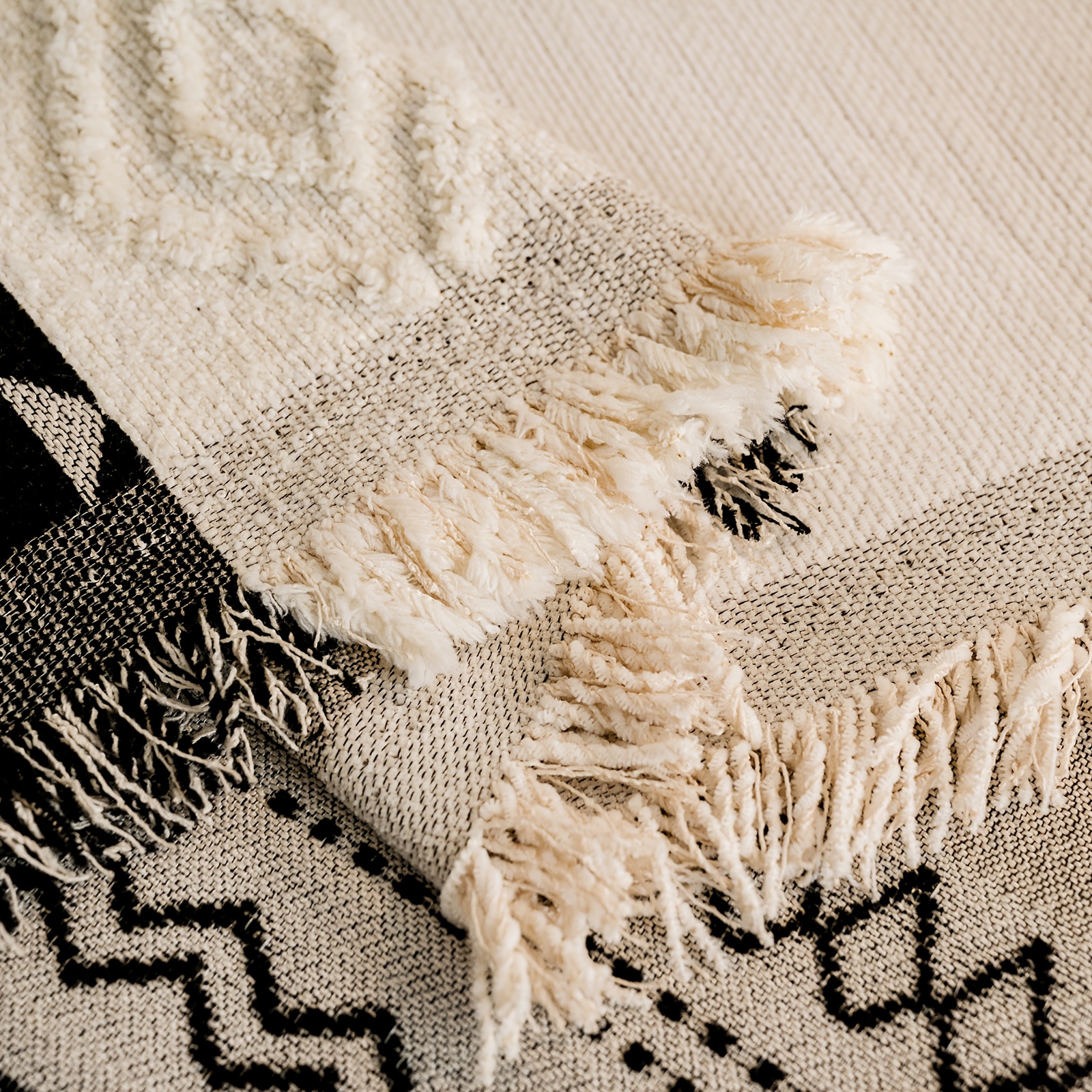 Wilderness Chenille & Faux Fur Blend Sofa Throw, Bohemian Style