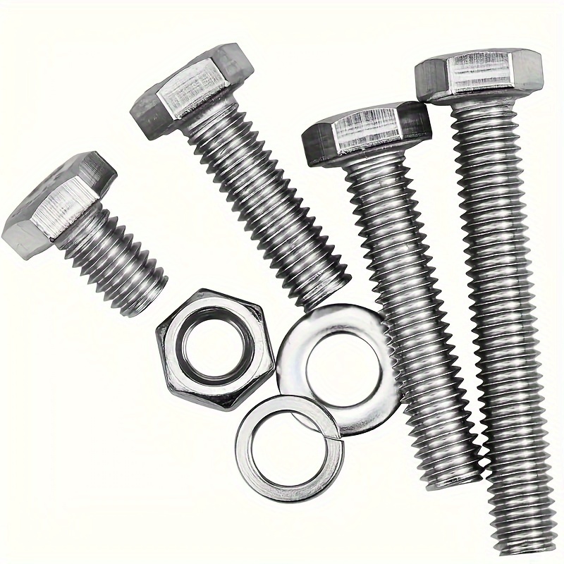 

160pcs M6 Stainless Steel Bolt & Nut Set With Flat Washers - Heavy Duty Hex Screws In 40mm, 30mm, 20mm, 10mm Sizes