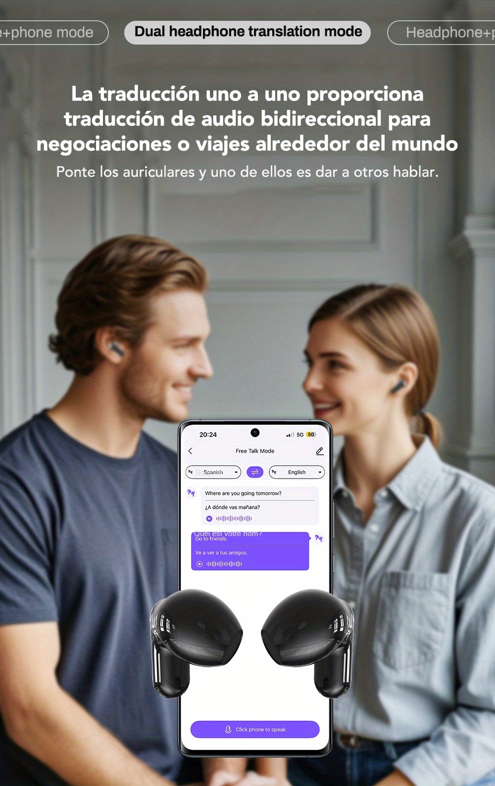 1pc HTC NE20 Wireless Translation Earbuds, Equipped with Translation for Over 136 Languages, Enabling Better Cross-linguistic Communication. Features V6.0 Low-latency Wireless Connectivity, Active Noise Cancellation for Undisturbed Sleep