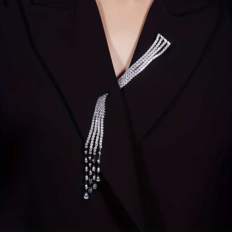 TEMU Broche elegante y exquisito con borlas largas de estrellado