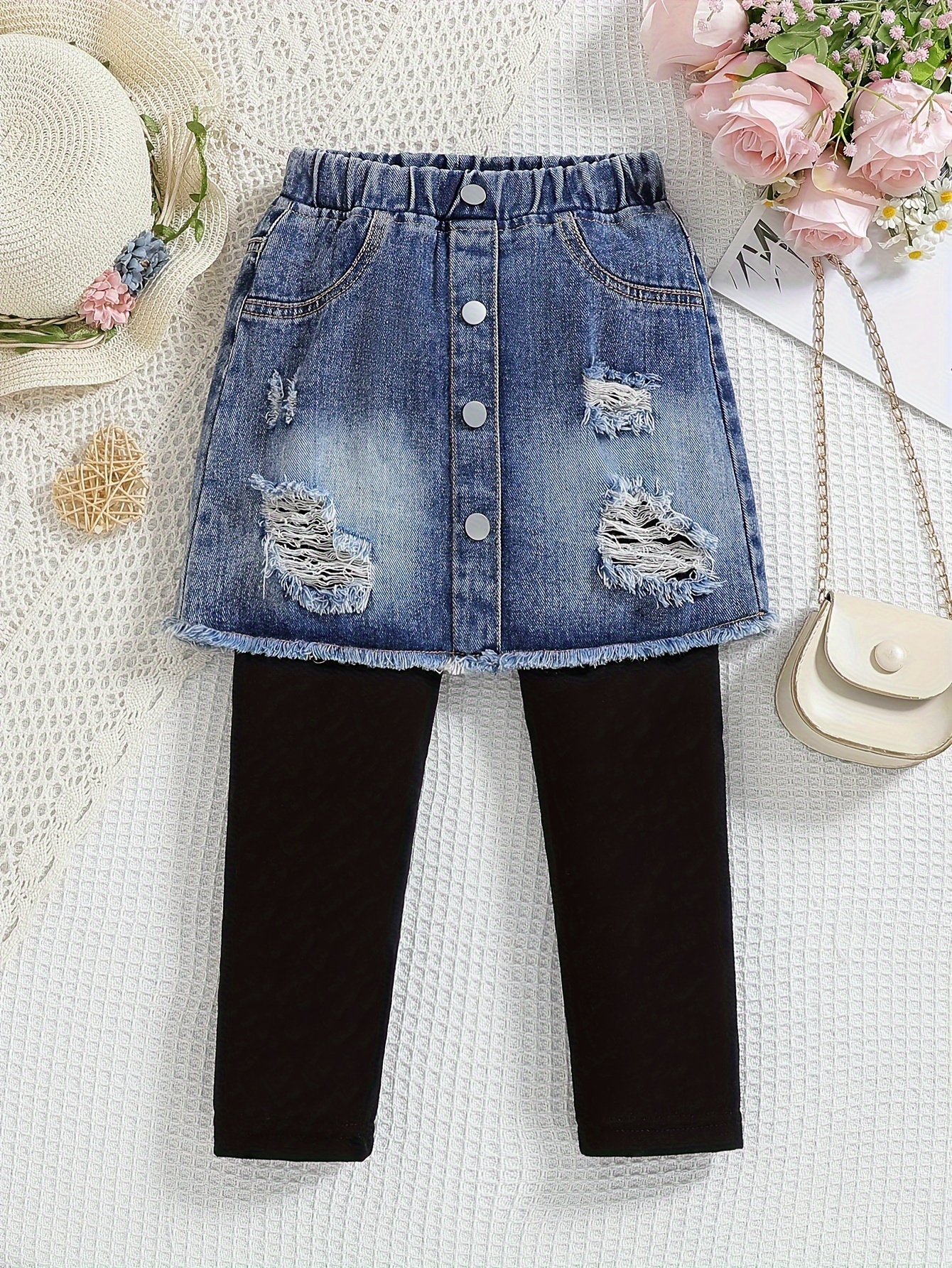 girls in skirted leggings elastic waist comfy chic Temu South