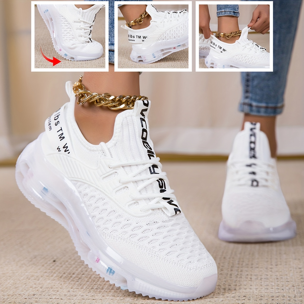 lightweight breathable autumn white womens casual sneakers Temu