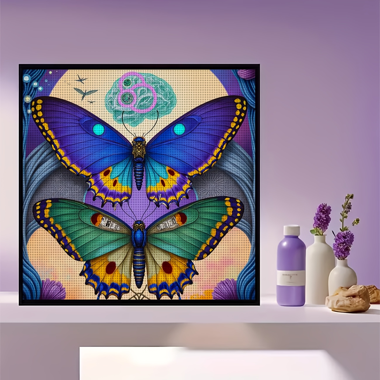 Cross Stitch Kit 'Double Colorful Butterflies Art' Pattern for Beginners