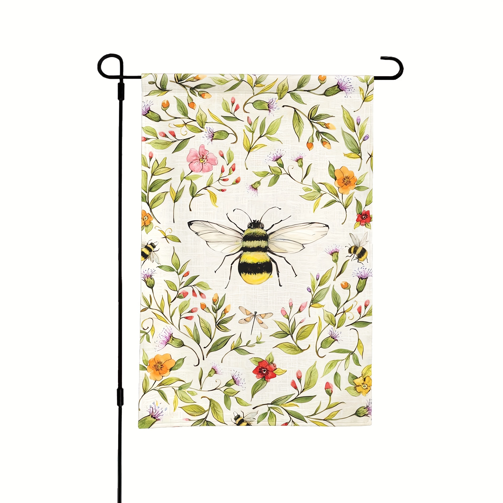 TEMU 1pc Cute Gnome Summer Outdoor Garden Flag, Bees Gnome Sunflower Home Decor, Outdoor Decor, Yard Decor, Garden Decor, Holiday Decor Double-sided
