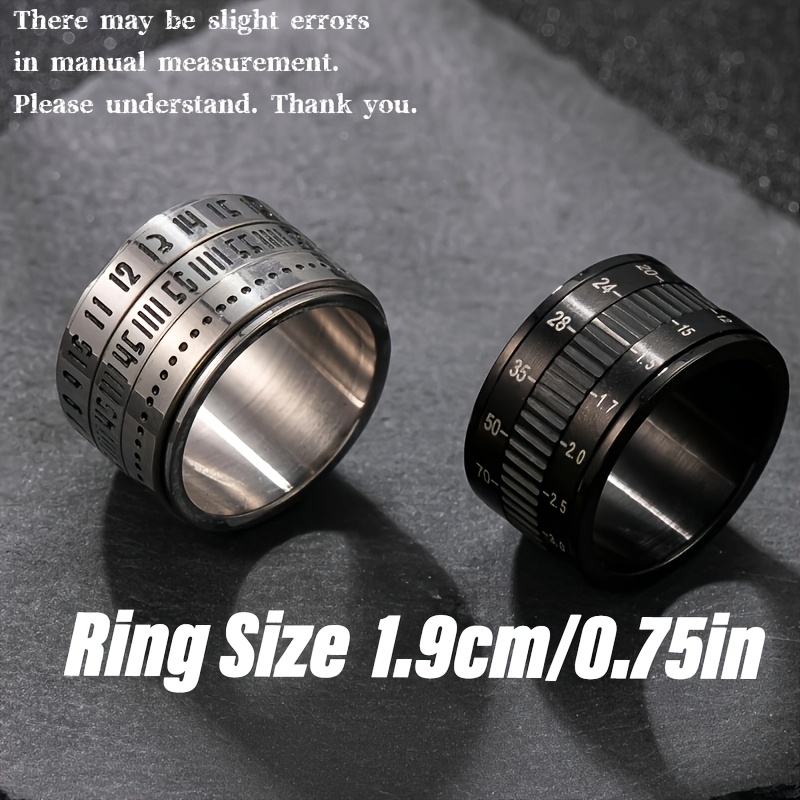 vintage camera scale stainless steel ring - fashionable rotatable industrial-  gauge band,   casual attire, party accessory, gift idea, retro aesthetic, sleek  , durable jewelry, unique jewelry, gift  , fashion enthusiasts Product details 0