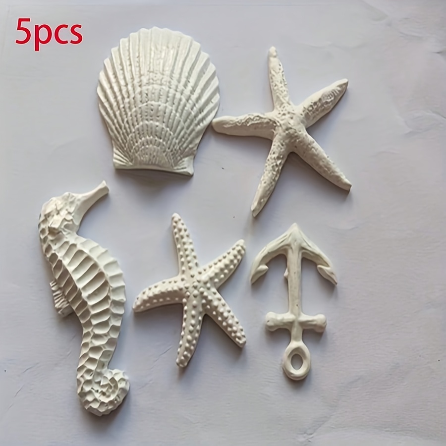 TEMU Renus 5pcs Figurines Nautiques en Résine - Étoile de mer, , Décoration de Coquillages pour Aquarium, Noël, Accessoires