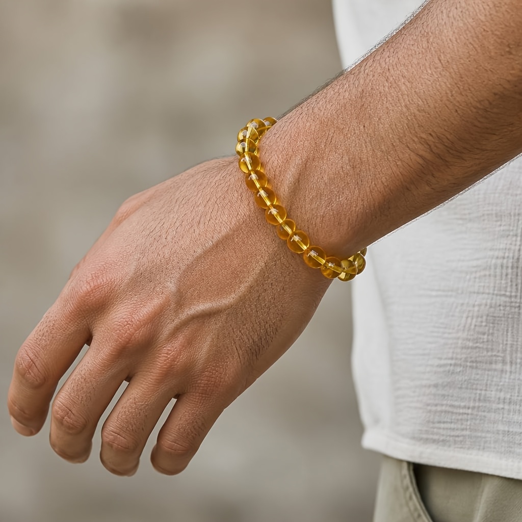 Vibrant Yellow Natural Stone Bracelet for Yoga