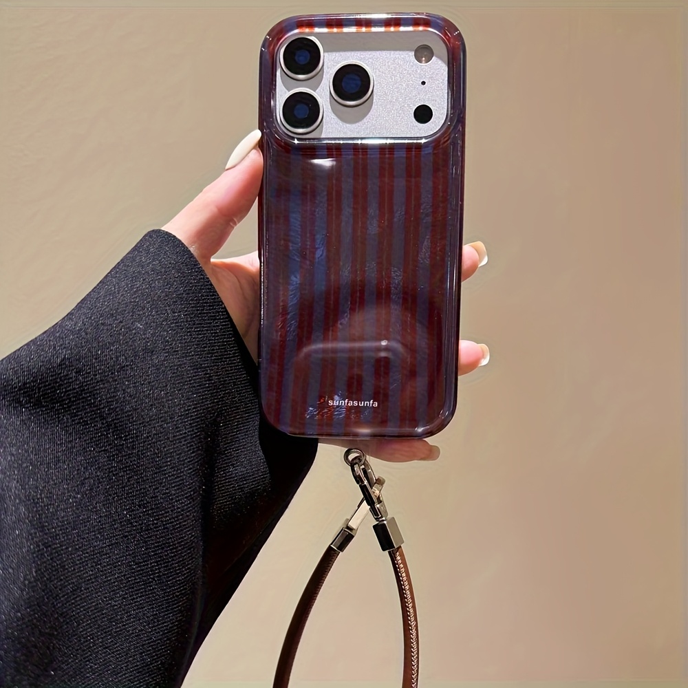 TEMU Luxury Perforated Vortex Grape Purple Brown Striped Shockproof Phone Case For Iphone 17 Pro Max 17 Pro 17 16 Pro 15 Pro Max 15 Pro 15 14 Pro Max