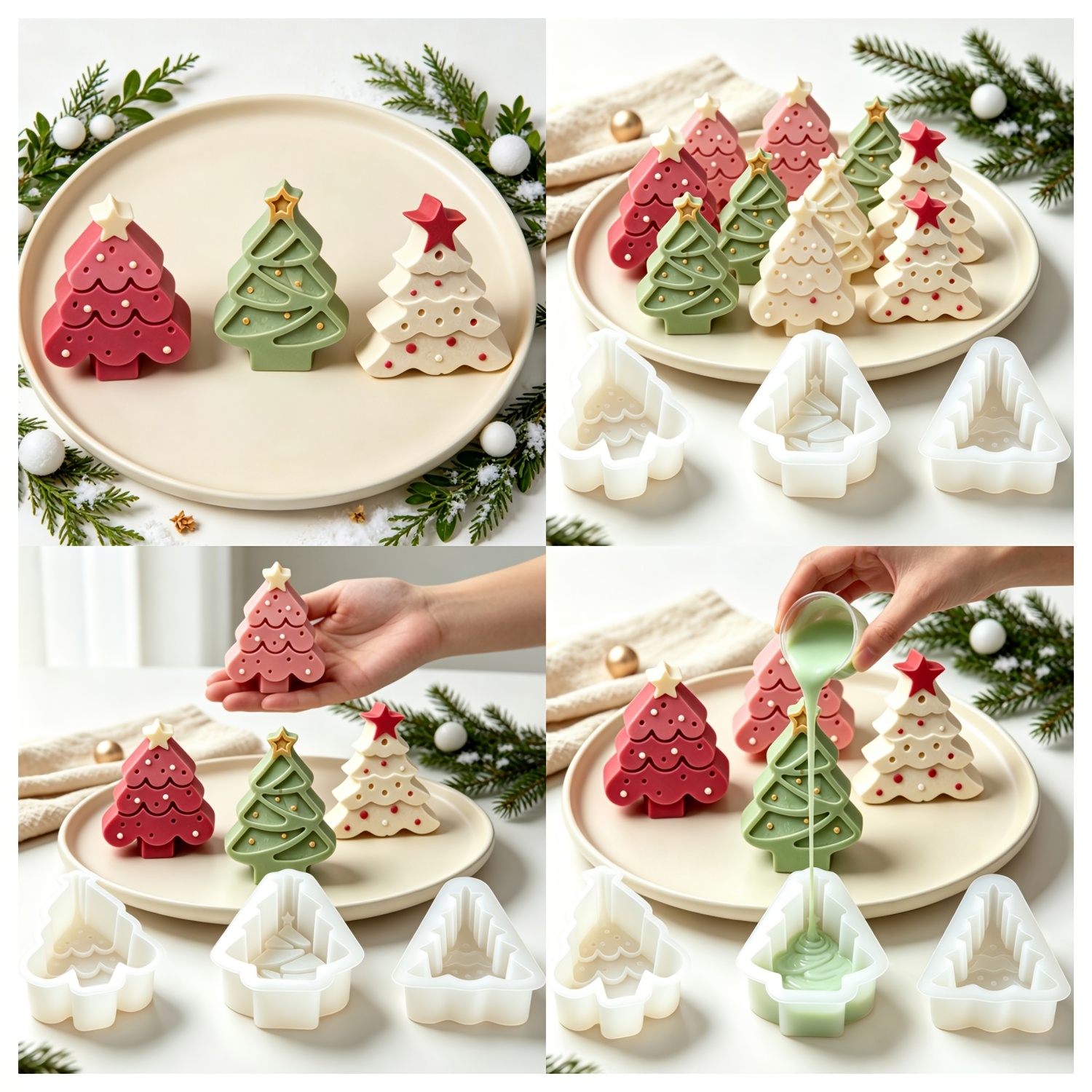 TEMU 3pcs Tree-shaped Epoxy Resin Molds, Compatible With Clay, Resin, Gypsum, Soy Wax Scented Stone Multi-functional Molds, Craft Tools, 3 Styles Of