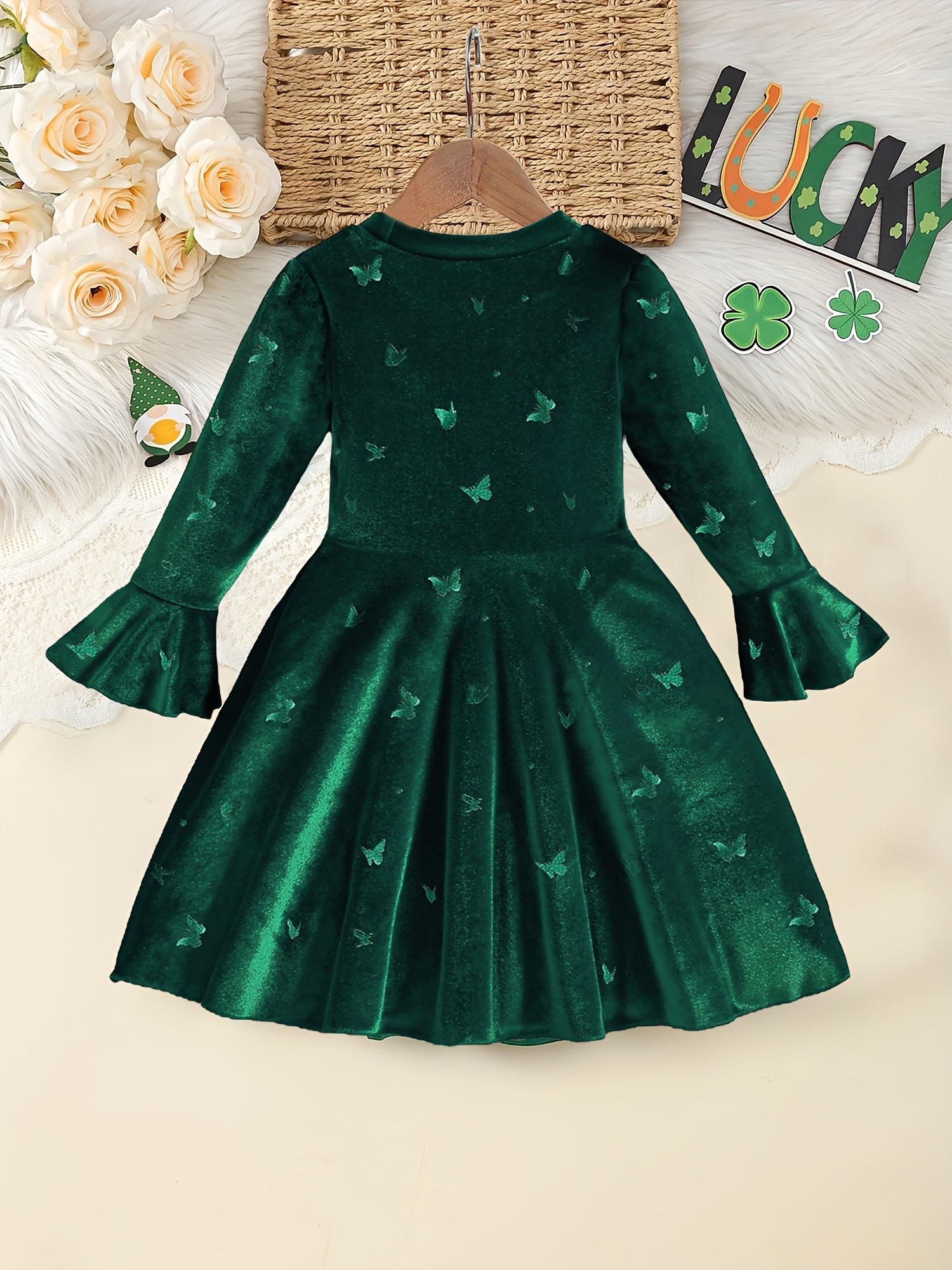an elegant comfortable dark green christmas dress little - Temu Sweden