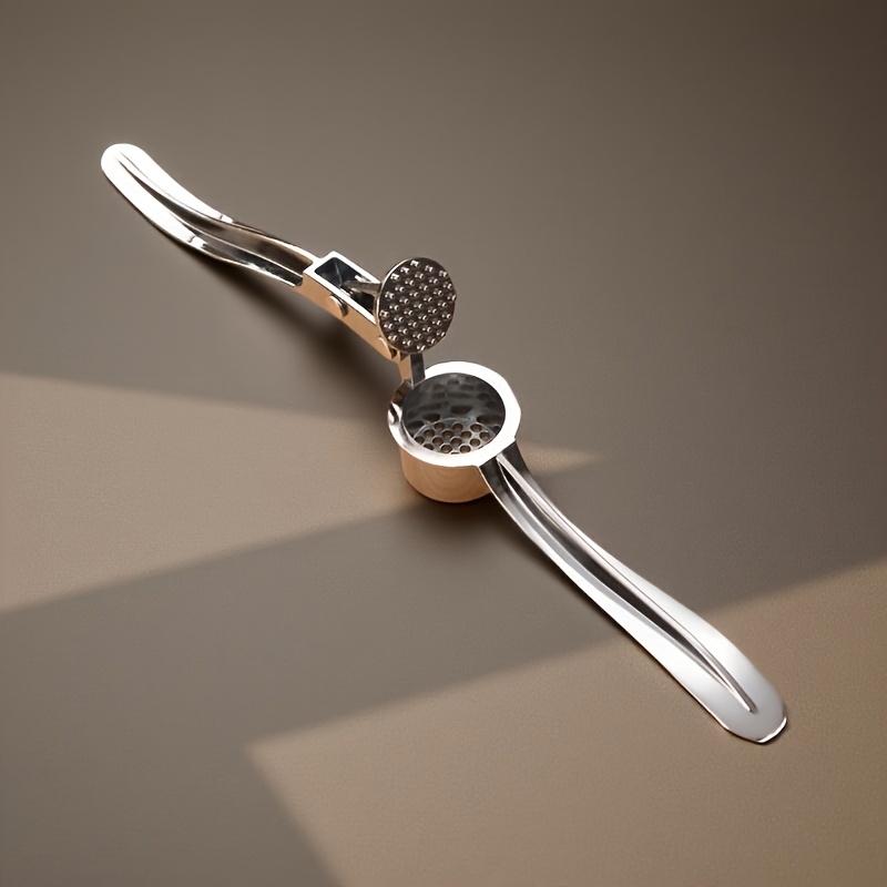 TEMU 1 High-quality Stainless Steel Garlic Press & Ginger Grinder - Heavy-duty Manual Kitchen Tool, Easy-to- Cooking Utensil, Durable Garlic Chopper