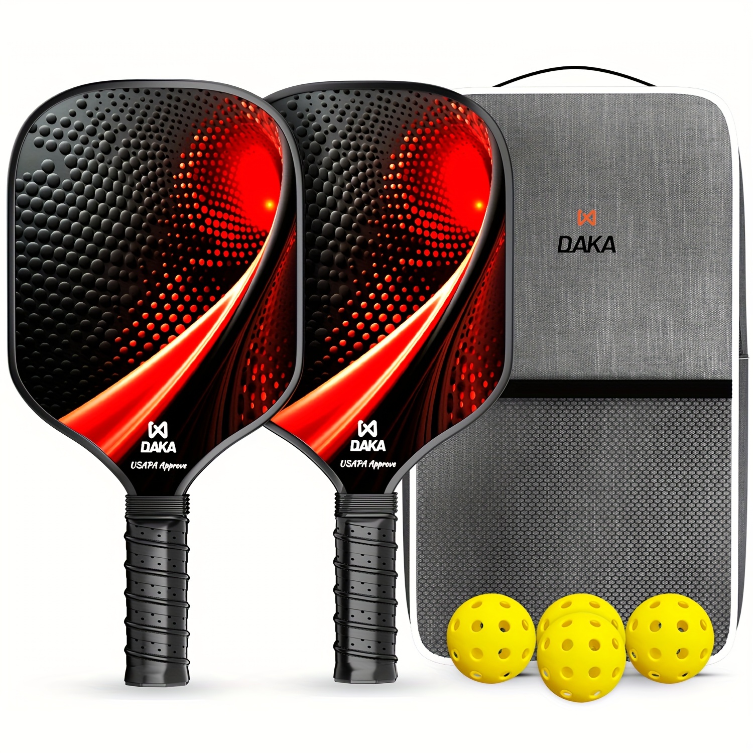 TEMU Pickleball Paddles Set Of 2, Usapa Approved Carbon Fiber Pickleball Set, Lightweight Graphite Pickle Ball Rackets 2 Pack With 4 Balls, 1 Pickleball Bag, Pickle Ball Paddle Set For Men And Women