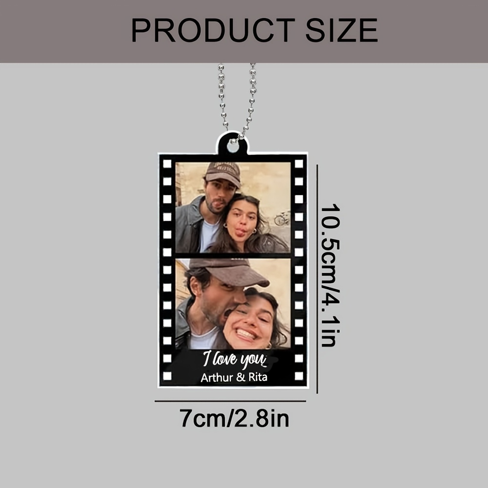 TEMU [2D Flat] [2D Flat] 1 pz Gancio per auto personalizzato in acrilico | Rotolo di pellicola personalizzato con foto e testo per , famiglia, | per