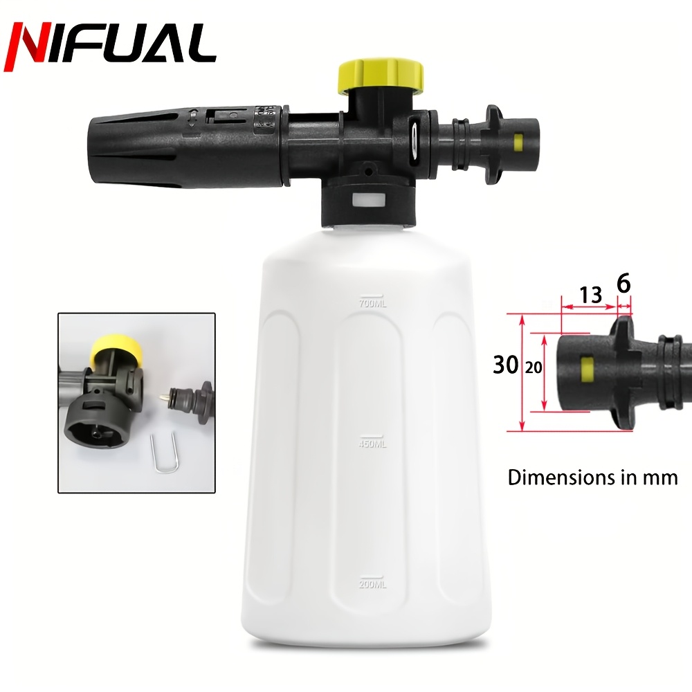 E-shop 750ml Schneeschaum-Sprühpistole Schaumkanone, passend für KC K3 K4 K5 K6 K7 universeller 1/4" Schnellkupplungs-Seifenschaumgenerator für
