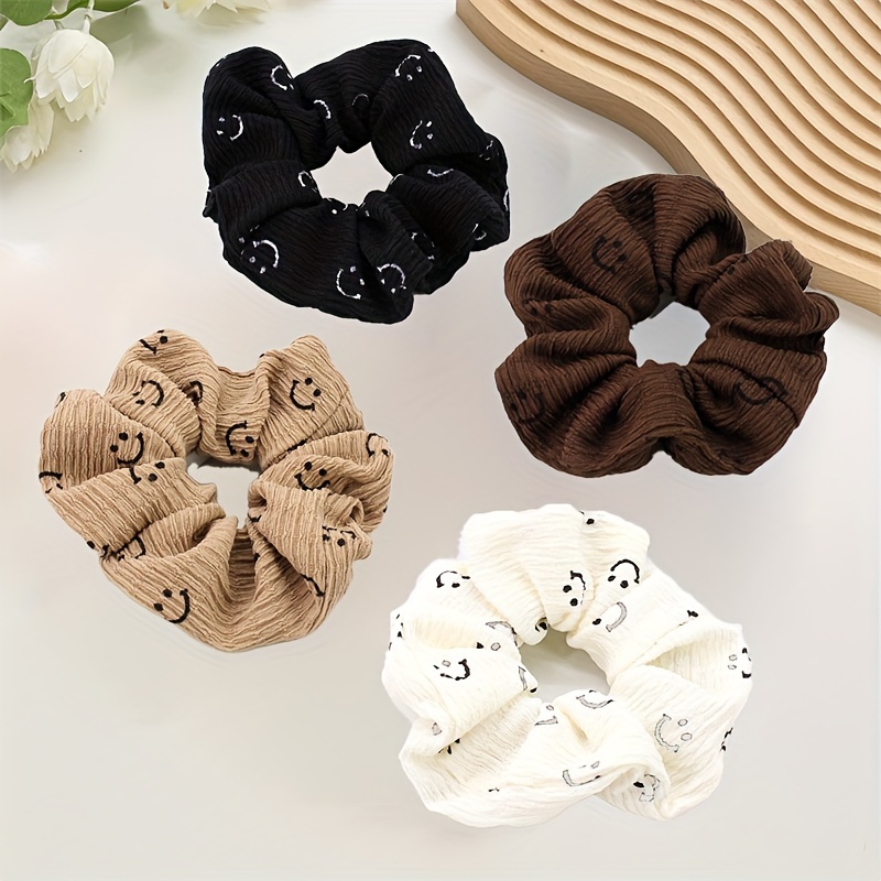 

4-pack Cute Ribbon Hair Ties Set, , Fabric Hair Scrunchies, Stylish Hair Accessories For Women And Girls, Printed, , Hairband And Headband For Hairstyling