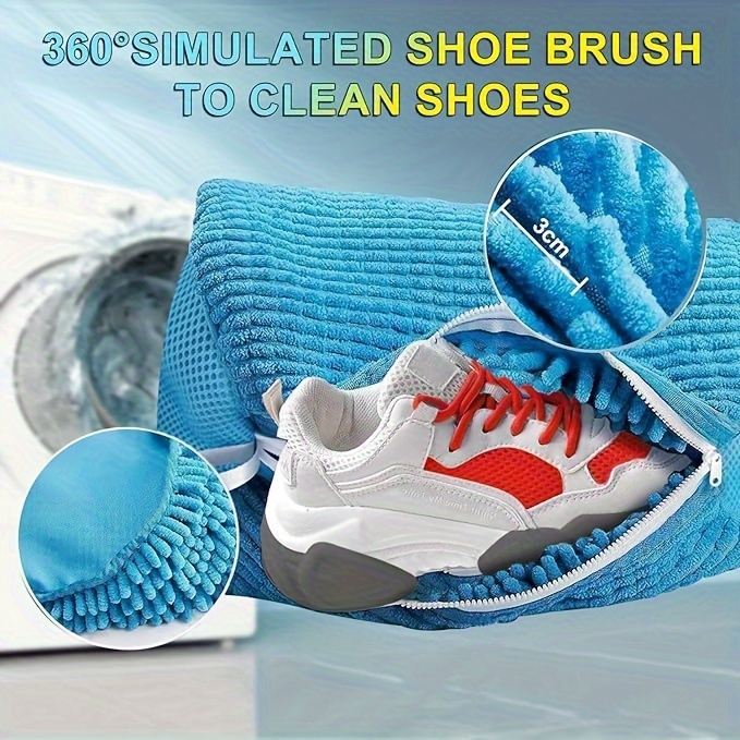 2 pack   over sized washing machine shoe bags polyester anti deformation footwear wash bags with zipper closure woven oval shoe laundry bags for household use details 3