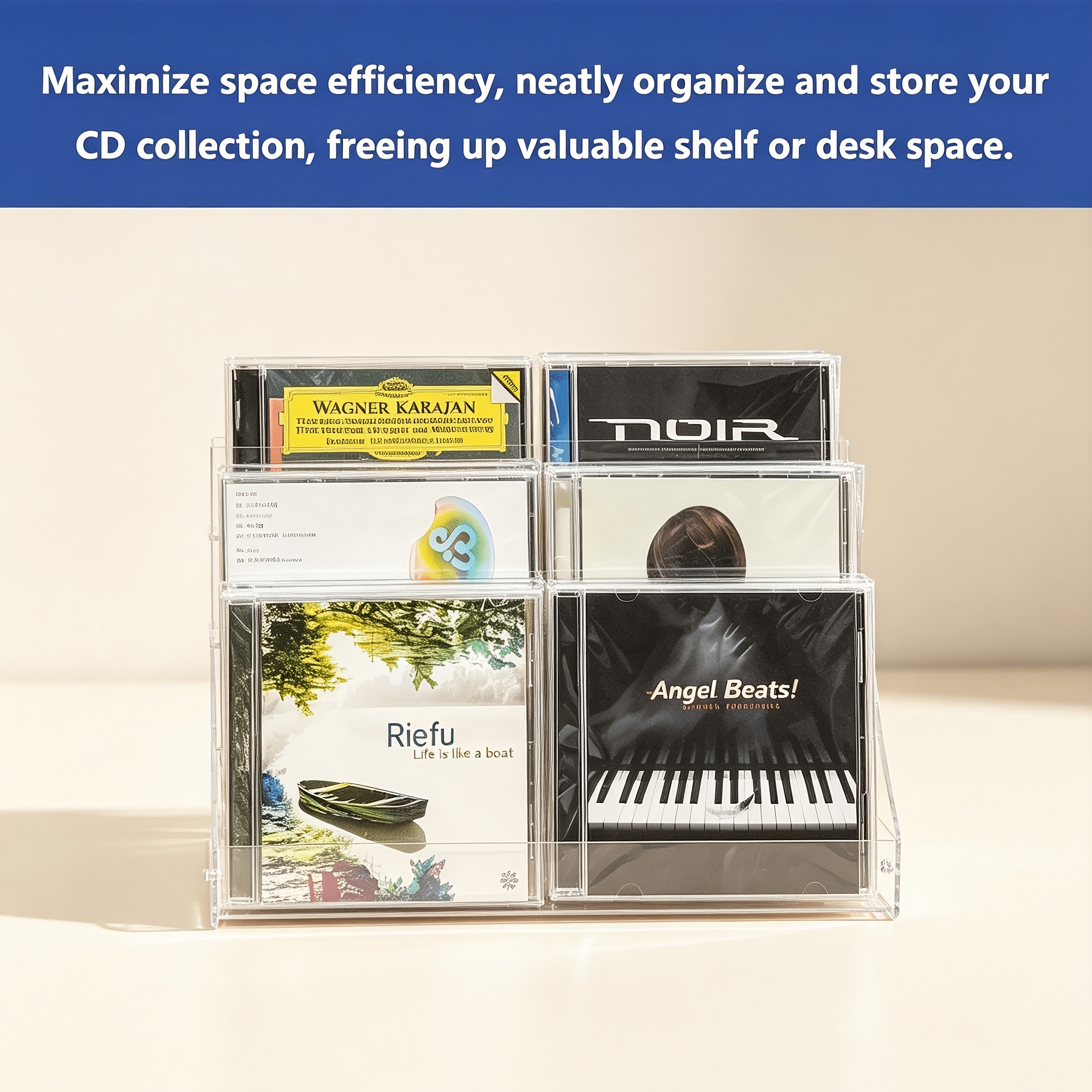 3-Tier Clear Acrylic Cascading CD & DVD Display Rack