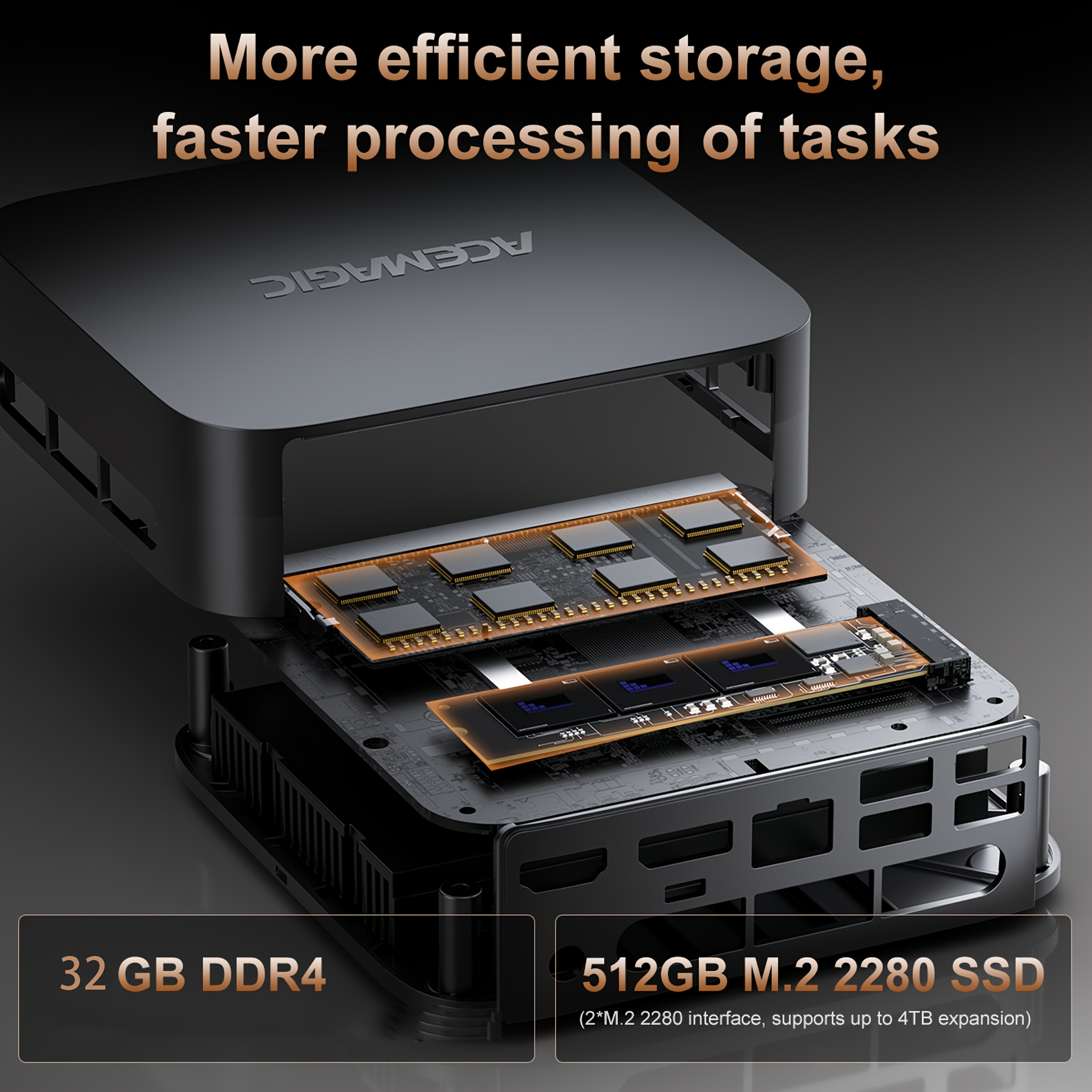 Mini PC AMD Ryzen 5 7430U (tot 4.3GHz) 32GB DDR4 RAM 512GB SSD | AMD Radeon Graphics, Triple 4K Display, Mini Desktop Computer voor Werk/Gaming door ACEMAGIC