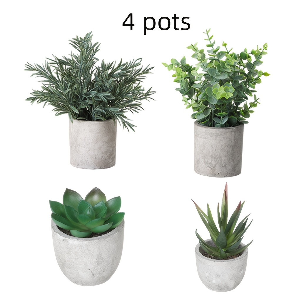 Image of 4pcs Artificial Potted Plant Set, Realistic Succulent Plastic Flowers – Indoor/outdoor Home, Kitchen Table Decor & Wedding Gifts. Ideal Mother's Day And Present With